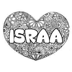 Coloración del nombre ISRAA - decorado mandala de corazón