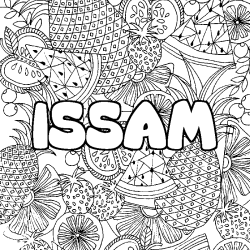 Coloración del nombre ISSAM - decorado mandala de frutas