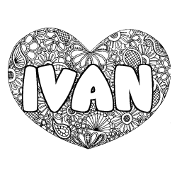 Dibujo para colorear IVAN - decorado mandala de coraz&oacute;n