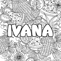 Coloración del nombre IVANA - decorado mandala de frutas