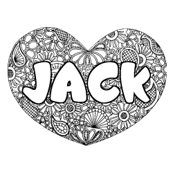 Coloración del nombre JACK - decorado mandala de corazón