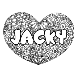 Coloración del nombre JACKY - decorado mandala de corazón