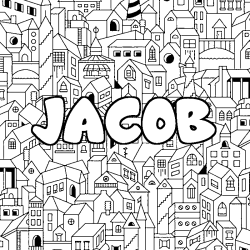 Coloración del nombre JACOB - decorado ciudad