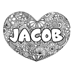 Dibujo para colorear JACOB - decorado mandala de coraz&oacute;n