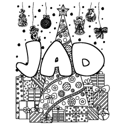 Dibujo para colorear JAD - decorado &aacute;rbol de Navidad y regalos