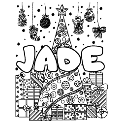 Coloración del nombre JADE - decorado árbol de Navidad y regalos