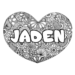 Coloración del nombre JADEN - decorado mandala de corazón