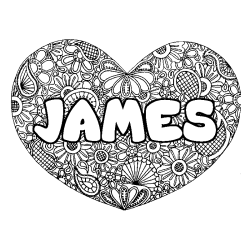 Dibujo para colorear JAMES - decorado mandala de coraz&oacute;n