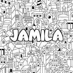 Coloración del nombre JAMILA - decorado ciudad