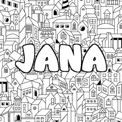 Coloración del nombre JANA - decorado ciudad