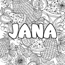 Coloración del nombre JANA - decorado mandala de frutas