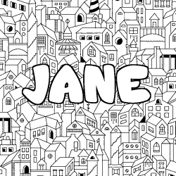 Coloración del nombre JANE - decorado ciudad