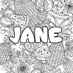 Coloración del nombre JANE - decorado mandala de frutas