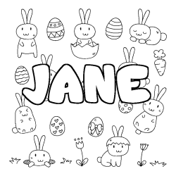 Coloración del nombre JANE - decorado Pascua