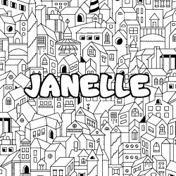 Coloración del nombre JANELLE - decorado ciudad