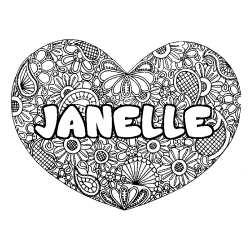 Coloración del nombre JANELLE - decorado mandala de corazón