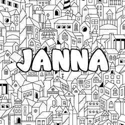 Coloración del nombre JANNA - decorado ciudad