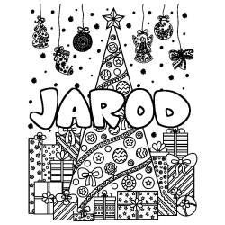 Dibujo para colorear JAROD - decorado &aacute;rbol de Navidad y regalos