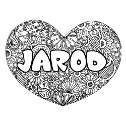 Coloración del nombre JAROD - decorado mandala de corazón