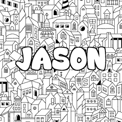 Dibujo para colorear JASON - decorado ciudad