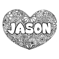 Dibujo para colorear JASON - decorado mandala de coraz&oacute;n