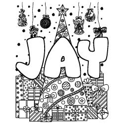 Dibujo para colorear JAY - decorado &aacute;rbol de Navidad y regalos