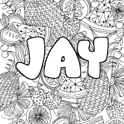 Dibujo para colorear JAY - decorado mandala de frutas