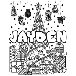 Coloración del nombre JAYDEN - decorado árbol de Navidad y regalos