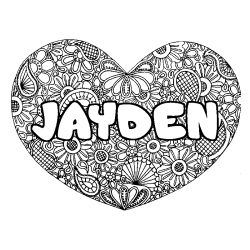 Coloración del nombre JAYDEN - decorado mandala de corazón