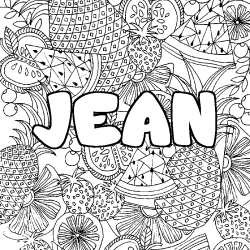 Coloración del nombre JEAN - decorado mandala de frutas