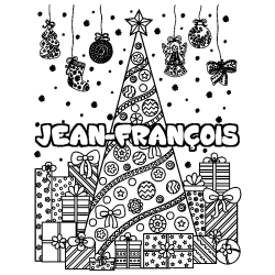 Coloración del nombre JEAN-FRANÇOIS - decorado árbol de Navidad y regalos