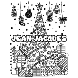 Coloración del nombre JEAN-JACQUES - decorado árbol de Navidad y regalos