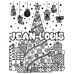 Coloración del nombre JEAN-LOUIS - decorado árbol de Navidad y regalos