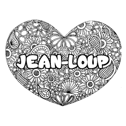 Coloración del nombre JEAN-LOUP - decorado mandala de corazón