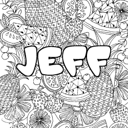 Coloración del nombre JEFF - decorado mandala de frutas