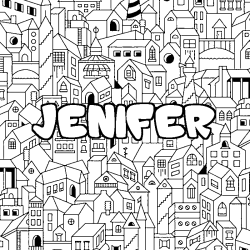 Coloración del nombre JENIFER - decorado ciudad