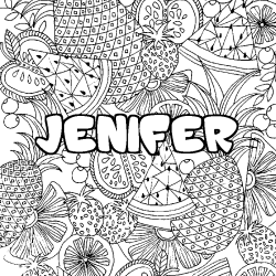 Coloración del nombre JENIFER - decorado mandala de frutas