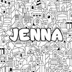 Coloración del nombre JENNA - decorado ciudad