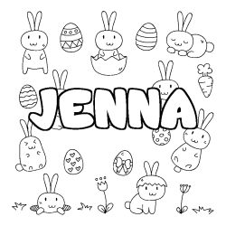 Coloración del nombre JENNA - decorado Pascua