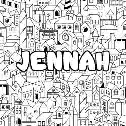 Coloración del nombre JENNAH - decorado ciudad