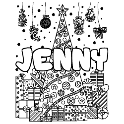 Coloración del nombre JENNY - decorado árbol de Navidad y regalos