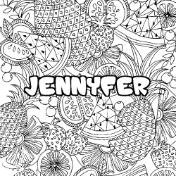 Coloración del nombre JENNYFER - decorado mandala de frutas