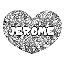 Coloración del nombre JEROME - decorado mandala de corazón