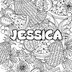 Coloración del nombre JESSICA - decorado mandala de frutas