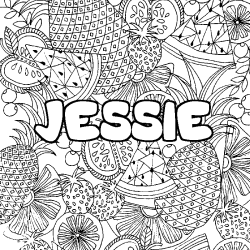 Coloración del nombre JESSIE - decorado mandala de frutas