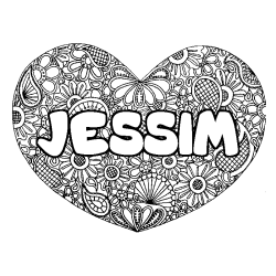 Dibujo para colorear JESSIM - decorado mandala de coraz&oacute;n