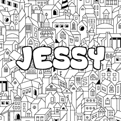 Coloración del nombre JESSY - decorado ciudad