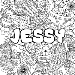 Coloración del nombre JESSY - decorado mandala de frutas