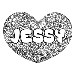 Dibujo para colorear JESSY - decorado mandala de coraz&oacute;n