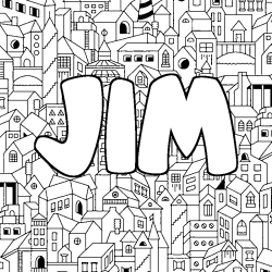 Dibujo para colorear JIM - decorado ciudad